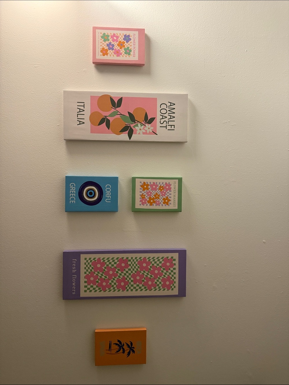 Floral & Travel Wall Art Set - Pink, Purple, Blue, Green, Orange